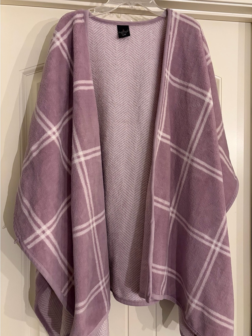 Cuddl Duds Lavender Plaid Open-Front Poncho Wrap